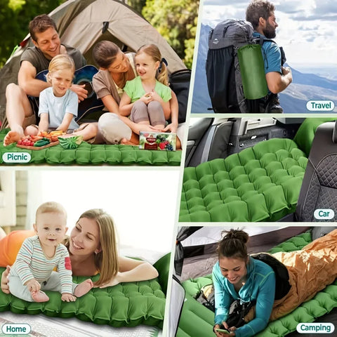 Ultra-Light Thickened Camping Air Mattress with Built-In Pillow & Pump – Compact & Durable Travel Sleeping Pad
