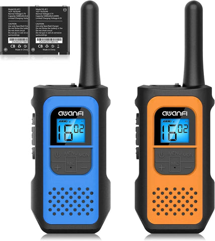 AWANFI Rechargeable Walkie Talkies (2/3/4-Pack) – Long Range 2-Way Radios with 16 Channels, VOX, USB-C Charging – Ideal for Kids & Adults, Outdoor Camping & Hiking