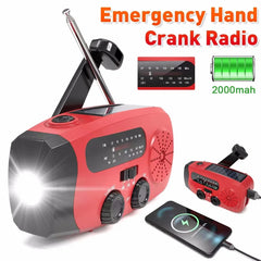 Multifunctional Emergency Solar Hand Crank Radio – AM/FM/WB NOAA Weather Radio with 2000mAh Power Bank & LED Flashlight