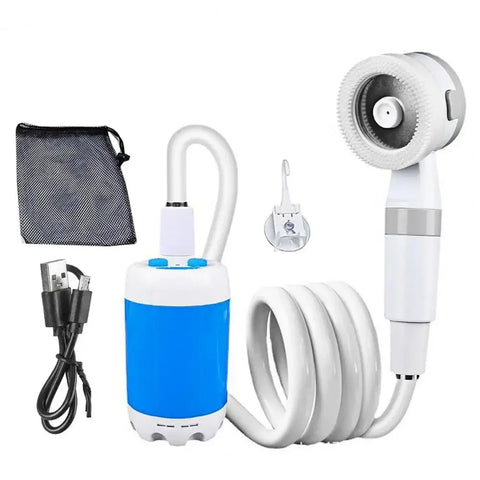 Rechargeable Portable Outdoor Camping Shower – Electric Pump with Digital Display & Accessories (4000mAh Battery)