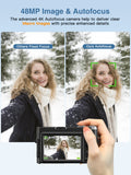 Melcam 4K Digital Camera with Flip Screen – 48MP Autofocus Vlogging Camera for Photography & Video, Anti-Shake, Flash, 16X Zoom