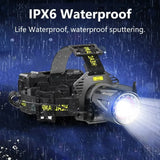 Ultra-Bright XHP360 LED Rechargeable Headlamp – 55,000,000 Lumens | 5000M Long-Range Beam | USB-C Powered