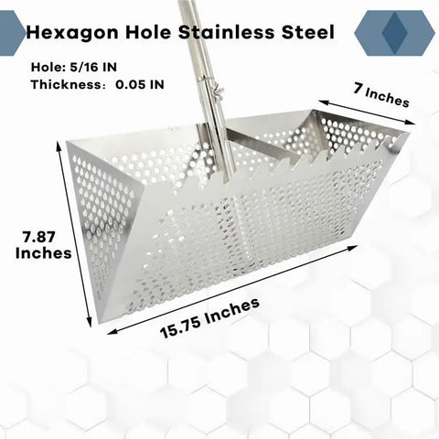Premium Stainless Steel Sand Flea Rake & Beach Sand Scoop – 16" Wide, Anti-Rust, Ergonomic Design for Treasure Hunting & Metal Detecting
