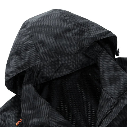 Men’s Hooded Waterproof Hiking Jacket – Windproof Outdoor Bomber with Detachable Hood