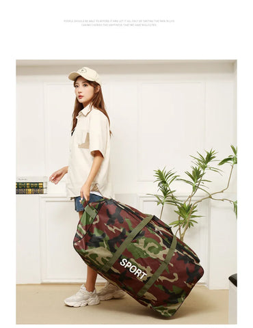 Camouflage Waterproof Oxford Travel Duffle Bag – Large Capacity Moving & Storage Bag