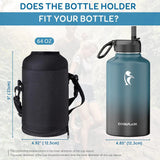 64oz / 128oz Insulated Water Bottle Carrier Bag with Strap – Protective Neoprene Sleeve for Thermos, Mug & Tumbler – Crossbody Holder for Hiking, Camping & Outdoor Use (Black)