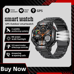 LIGE 2025 GPS Smartwatch for Men – Outdoor Sport Watch with AI Assistant, Compass, Altimeter, Barometer, and 3ATM Waterproof Protection