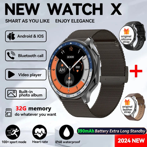 OPPO Watch X Smartwatch – 1.43" AMOLED Display, 4GB MP4/MP3 Player, Bluetooth 5.3, Multi-Sport & Health Tracking, IP68 Waterproof