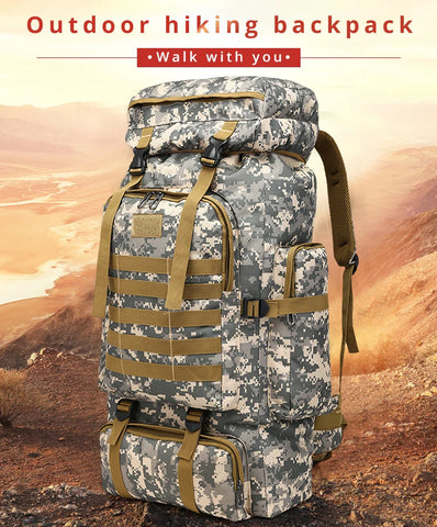 Rilibegan 70L Tactical Hiking Backpack – Camouflage, Waterproof