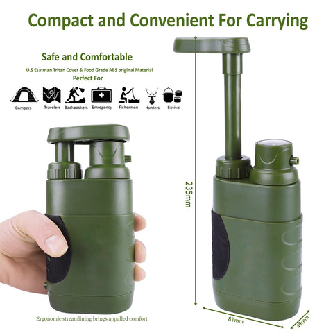 Portable Outdoor Water Filter Pump – Emergency Camping & Survival Water Purifier (5000L Capacity)