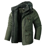 Men’s Hooded Winter Jacket – Thick Lamb Fleece Lining, Multi-Pocket,
