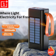 ONEPLUS 200,000mAh Solar Power Bank – Built-in Cables, LED Light, Fast Charging, High-Capacity External Battery