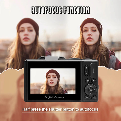 AUSEK 4K Vlogging & Photography Camera – 64MP Compact Digital Camera with 18X Digital Zoom, 3" Flip Screen, Wi-Fi, and Flash
