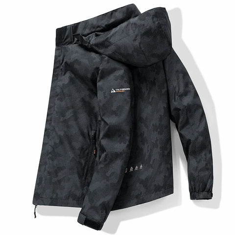 Men’s Hooded Waterproof Hiking Jacket – Windproof Outdoor Bomber with Detachable Hood