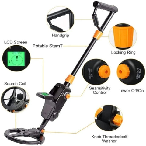 MD-1008A Kids Gold Metal Detector with LCD Display – Lightweight Gold & Treasure Finder with Waterproof Coil