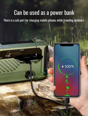 Hand Crank Emergency Weather Radio with Bluetooth – Solar/USB Rechargeable, Portable Power Bank