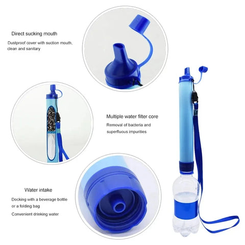 Outdoor Personal Water Filter Straw – Lightweight Emergency Water Purifier for Camping, Hiking & Survival