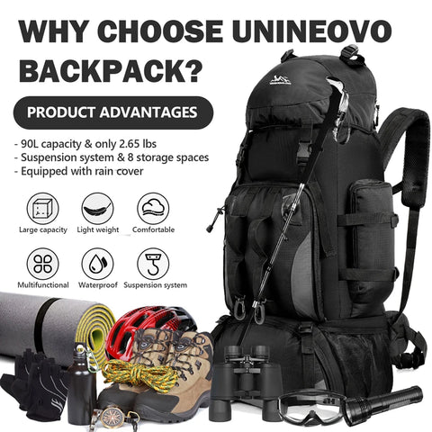 90L Waterproof Hiking & Camping Backpack – Large Capacity Outdoor Trekking Bag