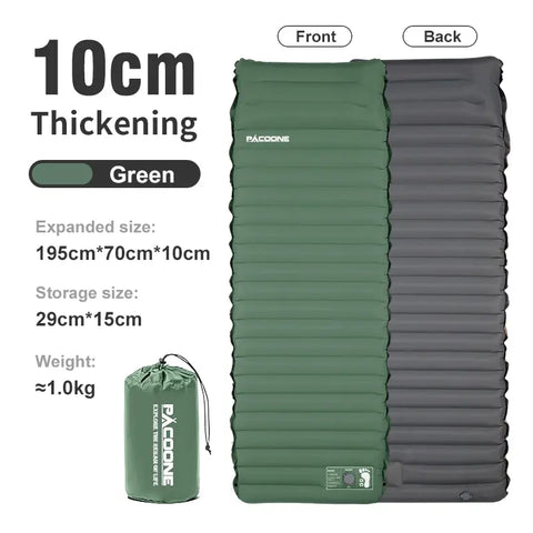 Ultralight Self-Inflating Camping Mattress with Built-In Foot Pump – 10cm Thick TPU Nylon Sleeping Pad for Hiking, Travel & Fishing