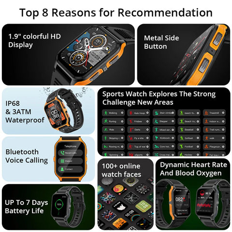 COLMI P73 Military Outdoor Smartwatch – 1.9" Display, Bluetooth Calling, 100+ Sport Modes, IP68 Waterproof