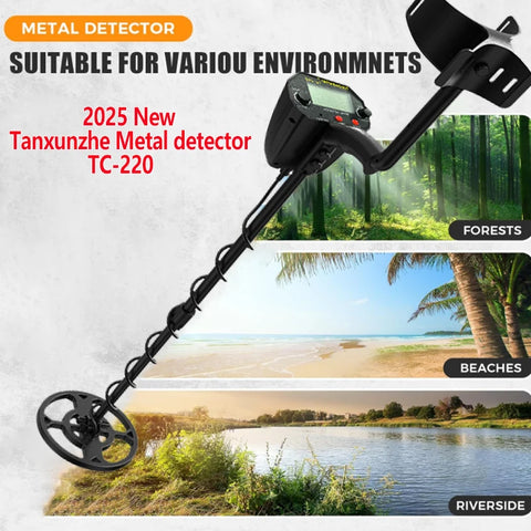 TC-220 Portable Metal Detector – 5 Detection Modes, Smart LCD, Deep Scan Precision