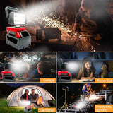 18-LED Portable Work Light – Compatible with Makita, Milwaukee & DeWalt 18V/20V Batteries – 1500LM Spotlight Torch with USB Output