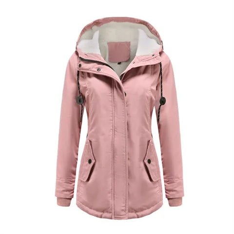 Women's Warm Hooded Parka – Thick Plush Mid-Length Winter Coat (S–5XL)