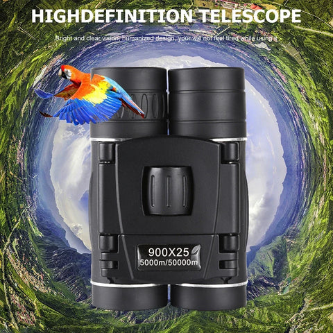 HD 900/1000x25 Long Range Folding Binoculars – Compact 9000M Mini Telescope with BAK4 Prism & FMC Optics