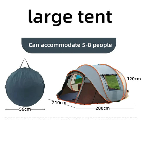 Quick-Open Pop-Up Tent for 5–8 People – Waterproof Hand-Throw Camping & Boat Tent (4-Season, Double Layer)