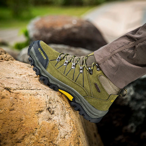 Men’s Waterproof High-Top Hiking & Climbing Shoes – Anti-Slip, Breathable Outdoor Footwear