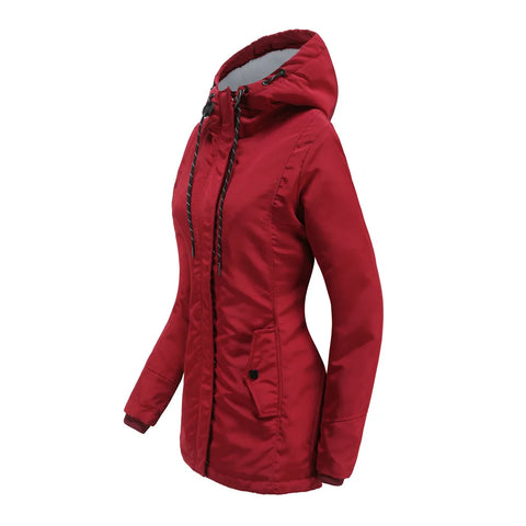 Women's Warm Hooded Parka – Thick Plush Mid-Length Winter Coat (S–5XL)