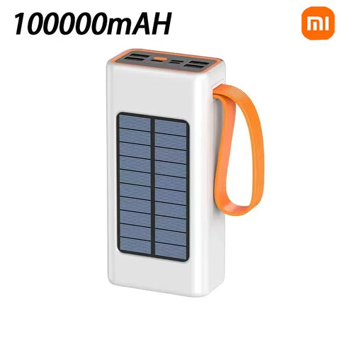 Xiaomi 200000mAh Solar Power Bank – High-Capacity External Battery with Built-in Cables & LED Light