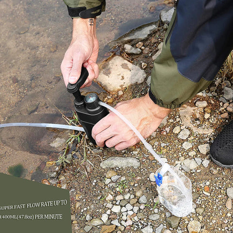 Portable Outdoor Water Filter Pump – Emergency Camping & Survival Water Purifier (5000L Capacity)
