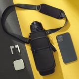 32 oz Motivational Water Bottle with Sleeve – Leakproof BPA-Free Bottle with Straw, Time Marker & Adjustable Strap Carrier (1L)