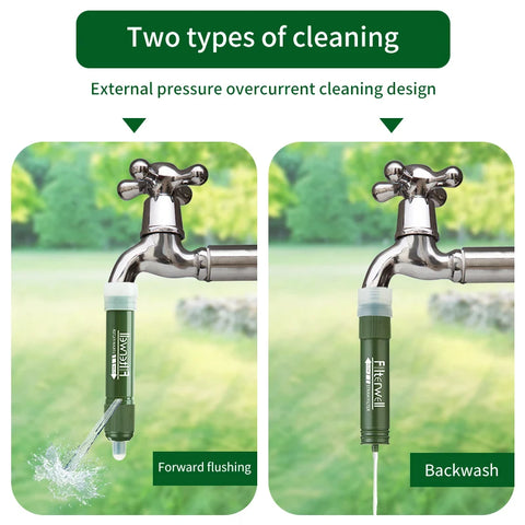 Filterwell Mini Carbon Survival Water Purifier Straw – Triple Filtration Emergency Water Filter for Camping, Hiking, and Outdoor Use (4000L Capacity)