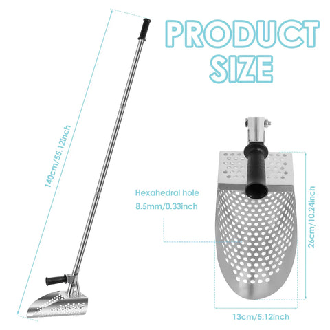 TreasurePulse Stainless Steel Metal Detecting Sand Scoop & Shovel Kit – 2-in-1 Beach Sifter with Ergonomic Handle