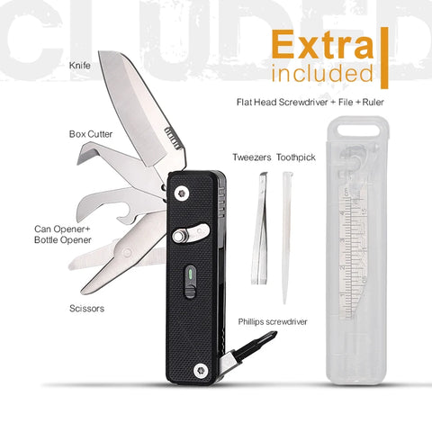 ROXON S504G Mini Folding Multi-Tool Knife with Scissors – Interchangeable, Locking Blade for Outdoor & Camping