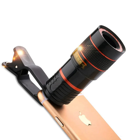 8x–12x Zoom Telephoto Lens for Smartphone – Monocular Optical Telescope with Clip