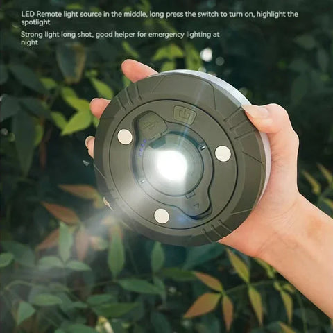 4-in-1 LED Camping Light Strip – 10M Waterproof Rechargeable Tent & Atmosphere Lamp with USB Power Bank (Military Green)
