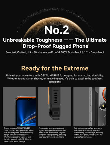 Blackview Oscal MARINE 1 Rugged Smartphone – 6.56" HD+ 90Hz Display, Android 15, 5100mAh Battery, IP68 Waterproof, 12GB RAM + 128GB ROM