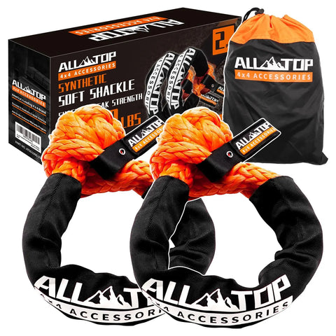 48,300 lbs Synthetic Soft Shackle & 66,000 lbs Recovery Ring Set – Heavy-Duty Off-Road Winch Recovery Kit (2 PCS)