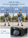 Melcam 4K Digital Camera with Flip Screen – 48MP Autofocus Vlogging Camera for Photography & Video, Anti-Shake, Flash, 16X Zoom