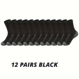 6 or 12 Pairs Men's Outdoor Crew Socks – Breathable, Durable, and Comfortable Fit