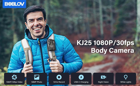 BOBLOV KJ25 1080P Body Camera with Night Vision – 13-Hour Battery, Law Enforcement-Grade, Compact & Rugged