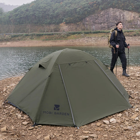 Mobi Garden 3–4 Person Waterproof Camping Tent – Double-Layer, UV & Rain Protection, Lightweight Trekking Shelter