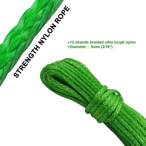 15M Synthetic Winch Rope – 10,000LBS Recovery Cable (5mm) for 4WD, ATV, SUV, Truck, Boat