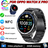 OPPO Watch X Smartwatch – 1.43" AMOLED Display, 4GB MP4/MP3 Player, Bluetooth 5.3, Multi-Sport & Health Tracking, IP68 Waterproof
