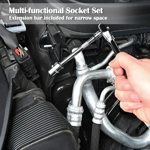 46-Piece 1/4" Drive Socket & Ratchet Wrench Set – Chrome Vanadium Steel with Carrying Case