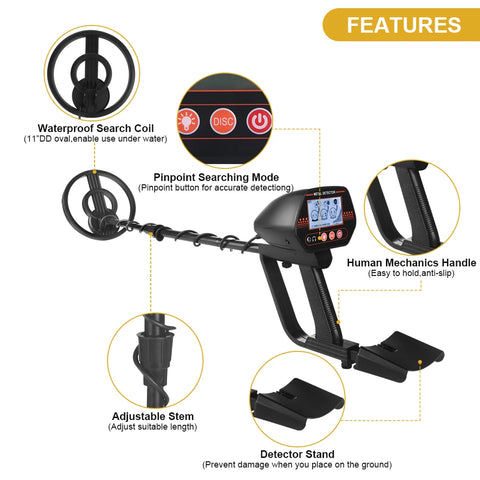 MD4070 Waterproof Underground Metal Detector – High Sensitivity Coin, Jewelry & Gold Finder for Adults & Kids
