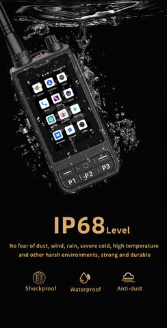 ANYSECU W6PLUS Android 10 4G LTE Network & Analog UHF Walkie Talkie | IP68 Waterproof, Zello & REAL-PTT Compatible